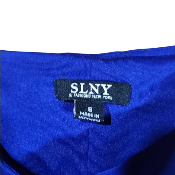 SLNY Women's Blue Chiffon Tiered Salsa Tank Dress 8 Whimsical Knee Length Boho - Picture 6 of 8